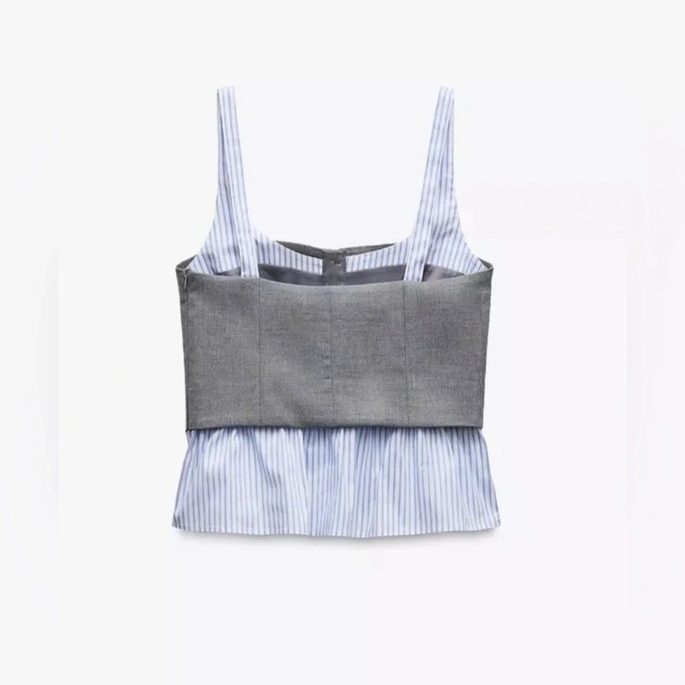Sincerely Jules Striped Gray Bustier Corset Combination Top - Picture 4 of 12